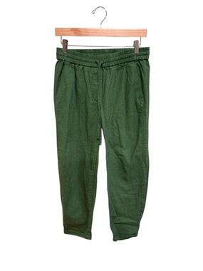 J. Crew Olive Green Linen & Cotton Blend Drawstring Joggers - Size 4